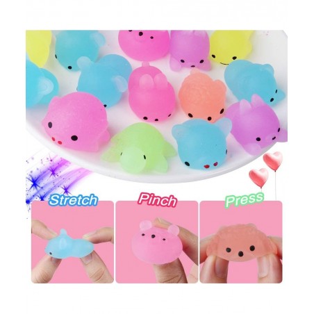 Mochi Animals Toys 30 Pcs Lovely Mini Squishies Glow in The Dark Toys Mini Stress Relief Toys Mochi Squishies Toys Cute Mochi...