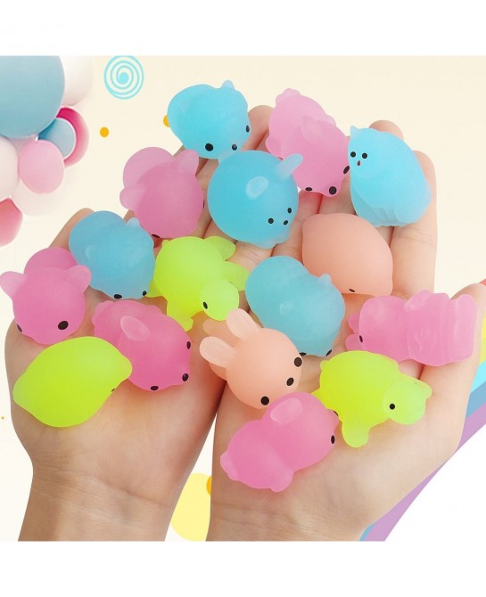 Mochi Animals Toys 30 Pcs Lovely Mini Squishies Glow in The Dark Toys Mini Stress Relief Toys Mochi Squishies Toys Cute Mochi...
