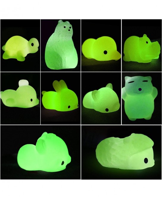 Mochi Animals Toys 30 Pcs Lovely Mini Squishies Glow in The Dark Toys Mini Stress Relief Toys Mochi Squishies Toys Cute Mochi...