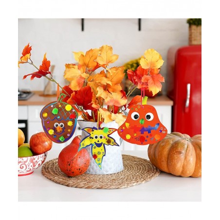 72 Sets Magic Color Scratch Art Fall Ornaments Decorations DIY Fall Craft Kits Scratch Paper Autumn Maple Oak Leaves Pumkins ...