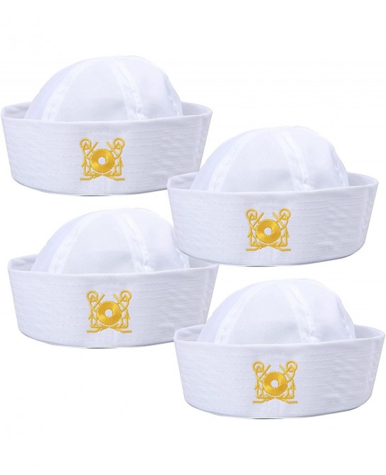 4 Pack White Captain Hat Sailor Hat Unsex Boating Captain Hat Party Hats $16.47 Kids' Dress-Up Accessories