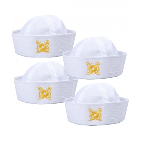 4 Pack White Captain Hat Sailor Hat Unsex Boating Captain Hat Party Hats $16.47 Kids' Dress-Up Accessories