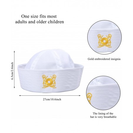 4 Pack White Captain Hat Sailor Hat Unsex Boating Captain Hat Party Hats $16.47 Kids' Dress-Up Accessories
