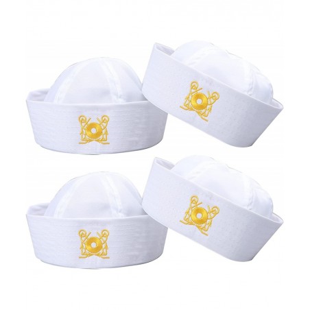 4 Pack White Captain Hat Sailor Hat Unsex Boating Captain Hat Party Hats $16.47 Kids' Dress-Up Accessories