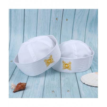 4 Pack White Captain Hat Sailor Hat Unsex Boating Captain Hat Party Hats $16.47 Kids' Dress-Up Accessories