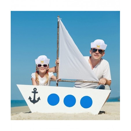 4 Pack White Captain Hat Sailor Hat Unsex Boating Captain Hat Party Hats $16.47 Kids' Dress-Up Accessories