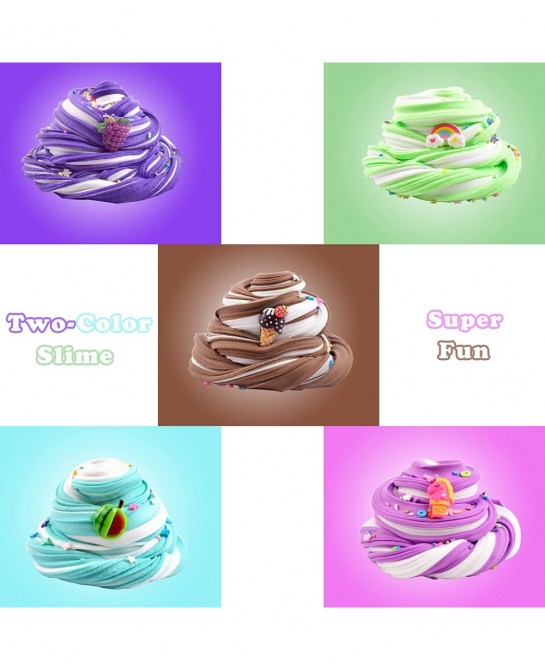 5 Pack Butter Slime Kit Soft & Non-Sticky Scented Slime for Kids Party Favor with Watermelon Unicorn Ice Cream etc Slime Char...