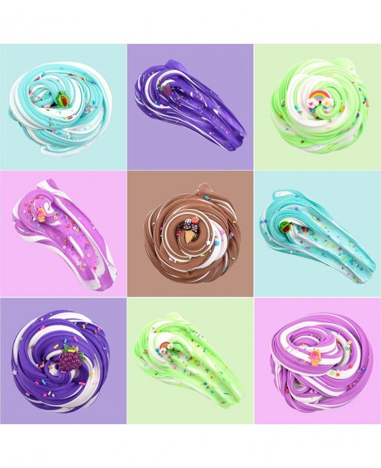 5 Pack Butter Slime Kit Soft & Non-Sticky Scented Slime for Kids Party Favor with Watermelon Unicorn Ice Cream etc Slime Char...