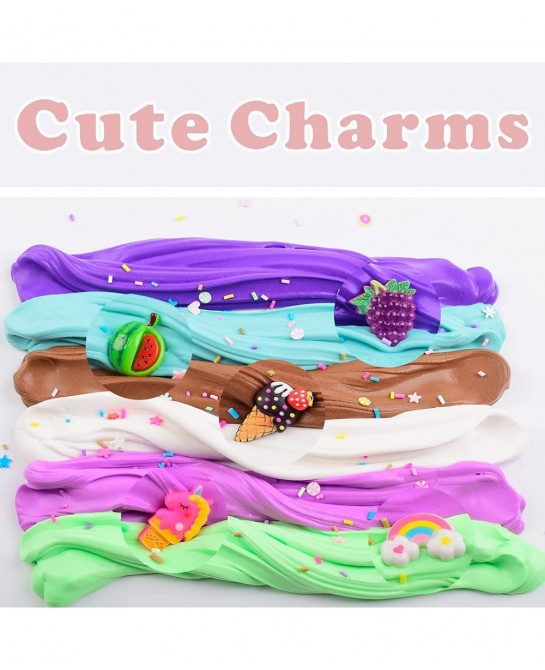5 Pack Butter Slime Kit Soft & Non-Sticky Scented Slime for Kids Party Favor with Watermelon Unicorn Ice Cream etc Slime Char...