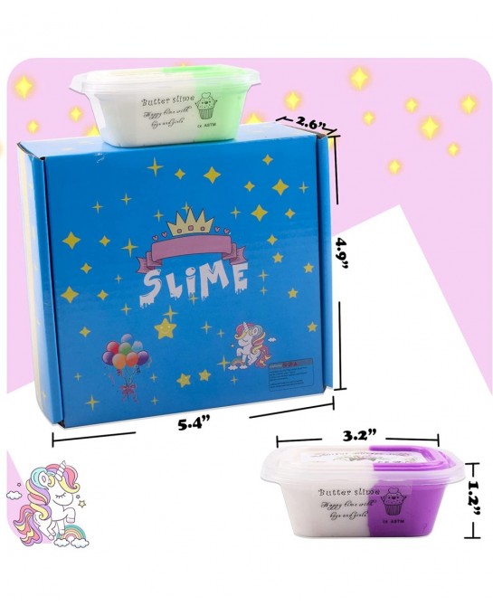 5 Pack Butter Slime Kit Soft & Non-Sticky Scented Slime for Kids Party Favor with Watermelon Unicorn Ice Cream etc Slime Char...