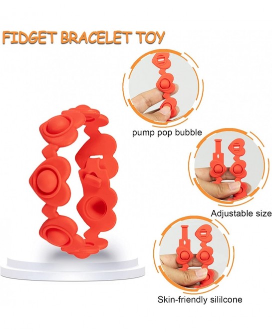 Pop It Bracelet Fidget Toy 6 Pack Multiplecolor Hearts Silicone Bubble Pop Fidget Bracelets Valentines Day Gifts Wearable Wri...