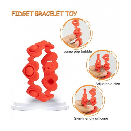 Pop It Bracelet Fidget Toy 6 Pack Multiplecolor Hearts Silicone Bubble Pop Fidget Bracelets Valentines Day Gifts Wearable Wri...