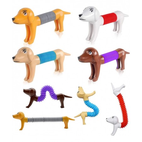 4pcs Pop Tubes Spring Dog Autism Sensory Toys for Kids Fidget Toys for Toddler 3-4 5-10 Stress Relief Pop Tubes for Kids Gift...