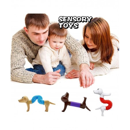 4pcs Pop Tubes Spring Dog Autism Sensory Toys for Kids Fidget Toys for Toddler 3-4 5-10 Stress Relief Pop Tubes for Kids Gift...