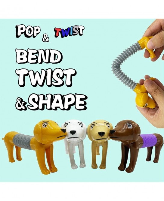 4pcs Pop Tubes Spring Dog Autism Sensory Toys for Kids Fidget Toys for Toddler 3-4 5-10 Stress Relief Pop Tubes for Kids Gift...