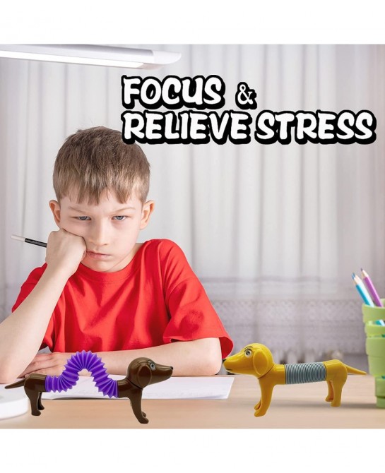 4pcs Pop Tubes Spring Dog Autism Sensory Toys for Kids Fidget Toys for Toddler 3-4 5-10 Stress Relief Pop Tubes for Kids Gift...