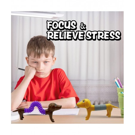 4pcs Pop Tubes Spring Dog Autism Sensory Toys for Kids Fidget Toys for Toddler 3-4 5-10 Stress Relief Pop Tubes for Kids Gift...
