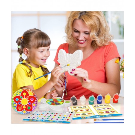 Kids Arts and Crafts Painting Kit 6 Pack Paint Your Own Plaster Stones for Kid Girl Ages 4-8 Creativity Art Supplies Christma...