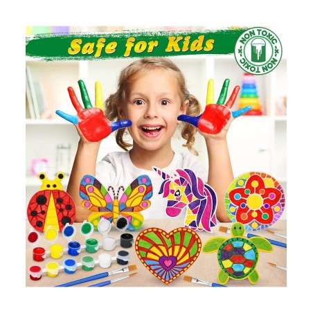 Kids Arts and Crafts Painting Kit 6 Pack Paint Your Own Plaster Stones for Kid Girl Ages 4-8 Creativity Art Supplies Christma...