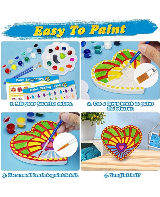 Kids Arts and Crafts Painting Kit 6 Pack Paint Your Own Plaster Stones for Kid Girl Ages 4-8 Creativity Art Supplies Christma...