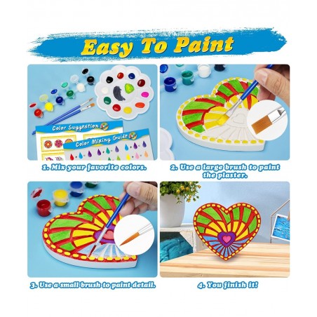 Kids Arts and Crafts Painting Kit 6 Pack Paint Your Own Plaster Stones for Kid Girl Ages 4-8 Creativity Art Supplies Christma...