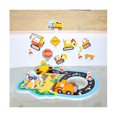 Bath Toy - Bath Time Construct & Build Activity Set for 2 3 4 5 6 7 Year Olds | 29 Pieces with Jigsaw Digger & Bulldozer Wate...