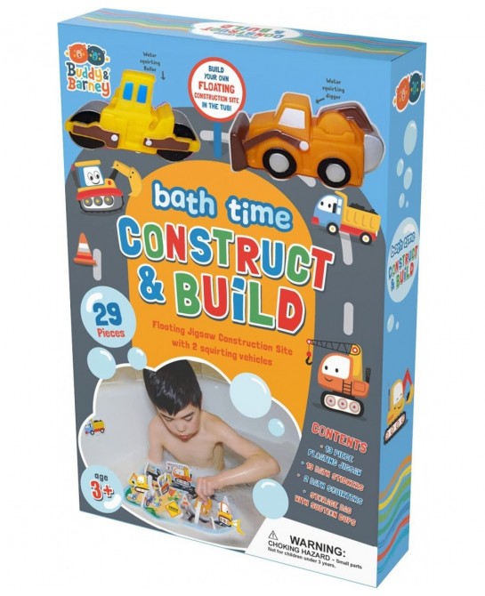 Bath Toy - Bath Time Construct & Build Activity Set for 2 3 4 5 6 7 Year Olds | 29 Pieces with Jigsaw Digger & Bulldozer Wate...