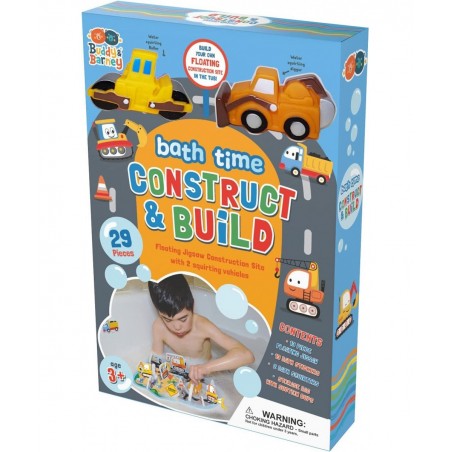 Bath Toy - Bath Time Construct & Build Activity Set for 2 3 4 5 6 7 Year Olds | 29 Pieces with Jigsaw Digger & Bulldozer Wate...
