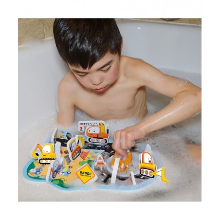 Bath Toy - Bath Time Construct & Build Activity Set for 2 3 4 5 6 7 Year Olds | 29 Pieces with Jigsaw Digger & Bulldozer Wate...