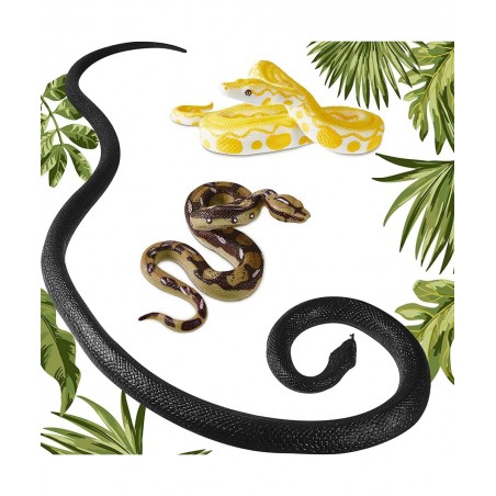 3 Pieces 53 Inches Rubber Snake Realistic Fake Snakes Toy 6 Inches Large Pythons Realistic Fake Snakes Fake Snake Trick Toys ...