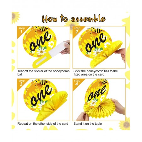 8Pcs Bumble Bee Birthday Party Decorations Honeycomb Centerpieces Happy 1st Bee Day Birthday Themed Table Centerpiece Toppers...