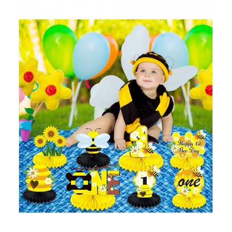 8Pcs Bumble Bee Birthday Party Decorations Honeycomb Centerpieces Happy 1st Bee Day Birthday Themed Table Centerpiece Toppers...