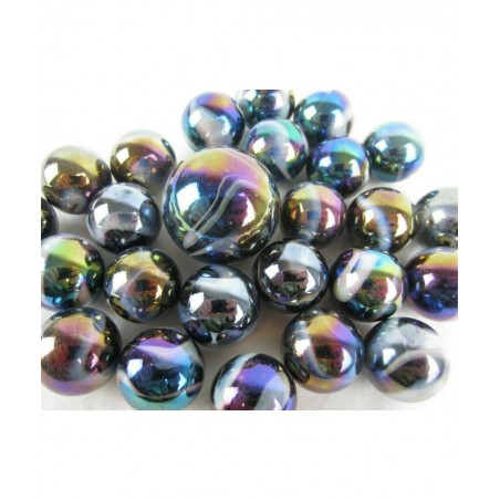 Big Game Toys~25 Glass Marbles Milky Way Purple/Gold Oil Slick Metallic Iridescent Classic Style Game Pack (24 Player 1 Shoot...