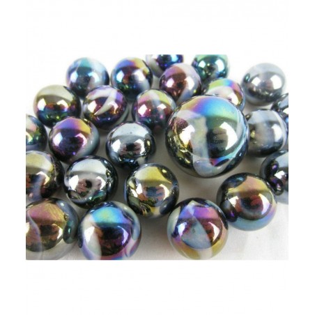 Big Game Toys~25 Glass Marbles Milky Way Purple/Gold Oil Slick Metallic Iridescent Classic Style Game Pack (24 Player 1 Shoot...