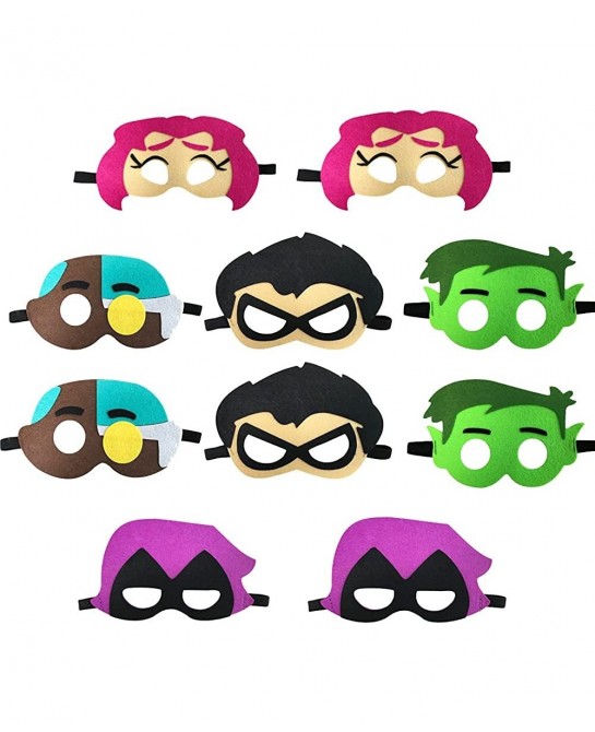 10 Pcs Superhero Felt Mask Hero Felt Mask With Elastic Bands Party Supplies for Kids Birthday Gifts for Boys and Girls Role P...