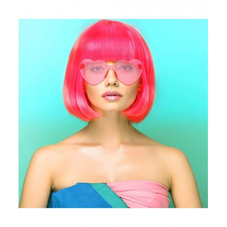 4 Pieces Party Wigs and Sunglass Set Neon Short Bob Hair Wigs Colorful Cosplay Costume Wig Heart Shaped Sunglasses for Women ...
