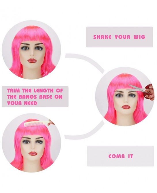 4 Pieces Party Wigs and Sunglass Set Neon Short Bob Hair Wigs Colorful Cosplay Costume Wig Heart Shaped Sunglasses for Women ...
