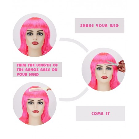 4 Pieces Party Wigs and Sunglass Set Neon Short Bob Hair Wigs Colorful Cosplay Costume Wig Heart Shaped Sunglasses for Women ...