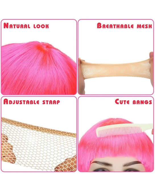 4 Pieces Party Wigs and Sunglass Set Neon Short Bob Hair Wigs Colorful Cosplay Costume Wig Heart Shaped Sunglasses for Women ...