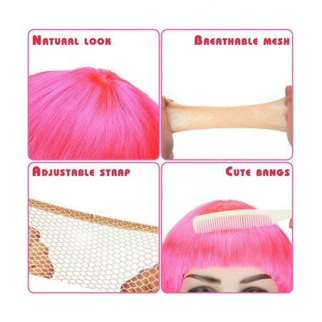4 Pieces Party Wigs and Sunglass Set Neon Short Bob Hair Wigs Colorful Cosplay Costume Wig Heart Shaped Sunglasses for Women ...