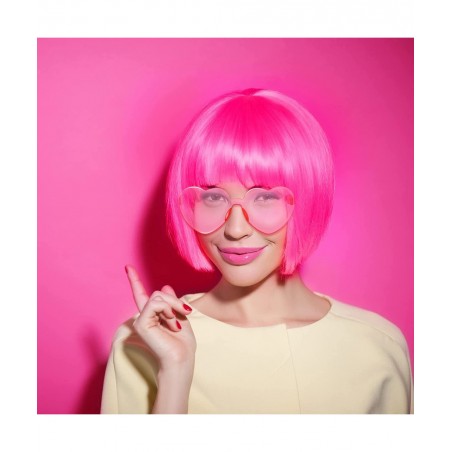4 Pieces Party Wigs and Sunglass Set Neon Short Bob Hair Wigs Colorful Cosplay Costume Wig Heart Shaped Sunglasses for Women ...