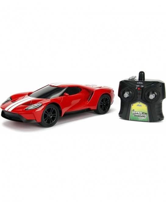 Hyperchargers 1:16 Big Time Muscle R/C '17 Ford GT Vehicle Ready to Run USB Charging Radio Control Car red red w/ White Strip...