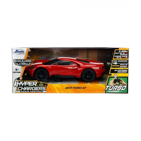 Hyperchargers 1:16 Big Time Muscle R/C '17 Ford GT Vehicle Ready to Run USB Charging Radio Control Car red red w/ White Strip...