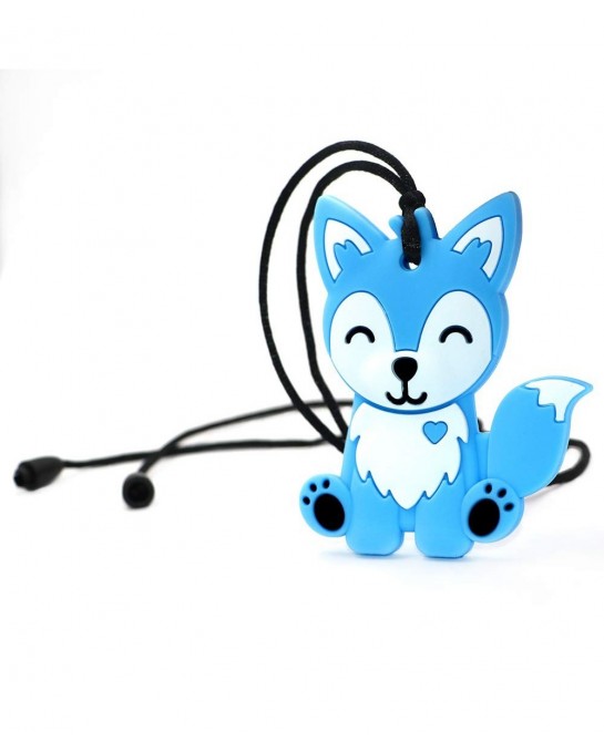 Sensory Chew Necklaces for Kids Boys and Girls - 2 Pack Fox Silicone Chewy Toys for Autism ADHD SPD Chewy Oral Motor Chewing ...