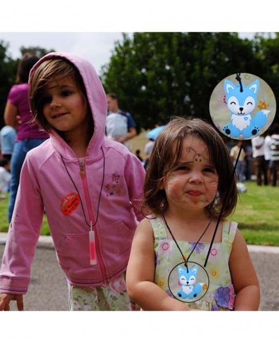 Sensory Chew Necklaces for Kids Boys and Girls - 2 Pack Fox Silicone Chewy Toys for Autism ADHD SPD Chewy Oral Motor Chewing ...