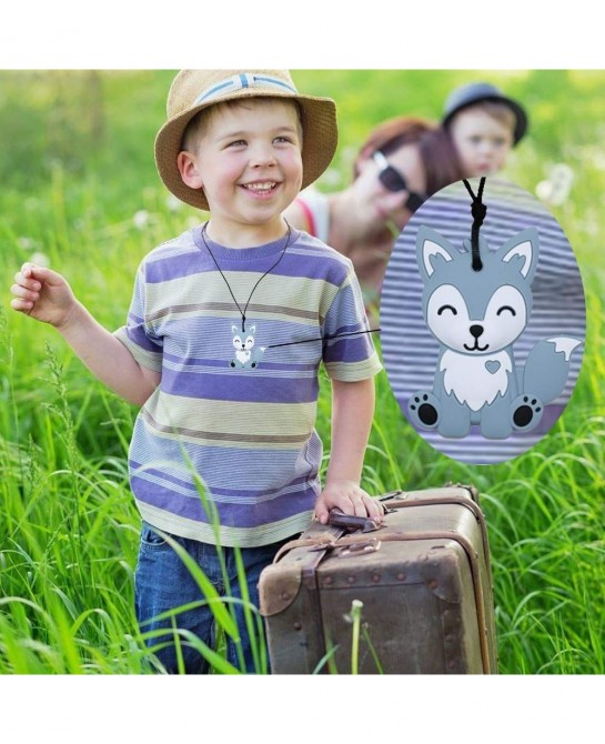 Sensory Chew Necklaces for Kids Boys and Girls - 2 Pack Fox Silicone Chewy Toys for Autism ADHD SPD Chewy Oral Motor Chewing ...