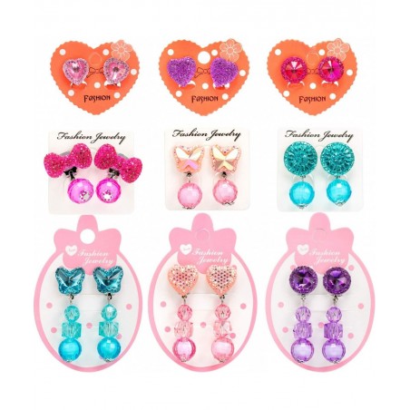 9 Pairs Girls Clip-on Earrings Pretend Princess Play Earrings Jewelry Set (Style 2) $25.16 Kids' Dress-Up Accessories
