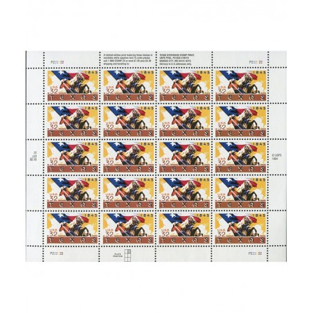 Texas Twenty 32 Cent Collectible Stamps 1994 Scott 2968 $20.77 Collectible Postage Stamps