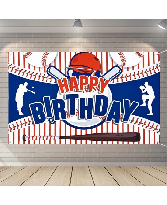 Baseball Party Decorations Baseball Happy Birthday Banner Party Supplies for Boys Kids Teens Large Sport Themed Birthday Back...