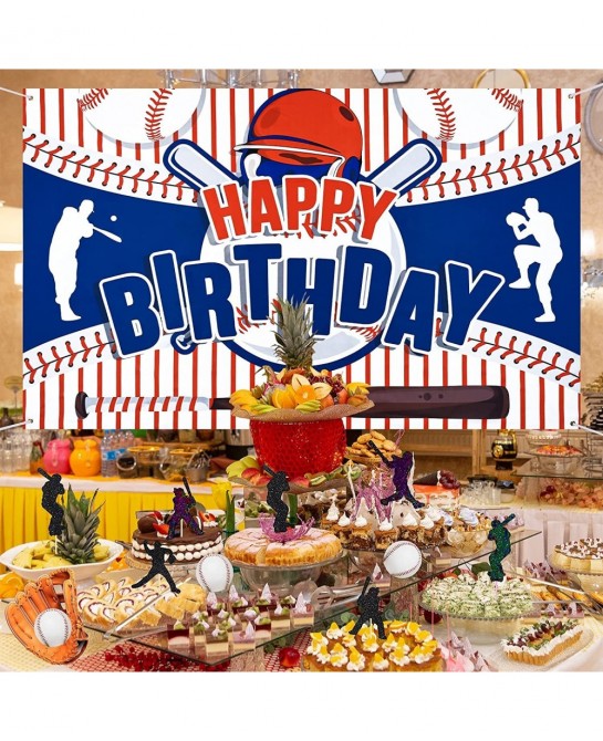 Baseball Party Decorations Baseball Happy Birthday Banner Party Supplies for Boys Kids Teens Large Sport Themed Birthday Back...